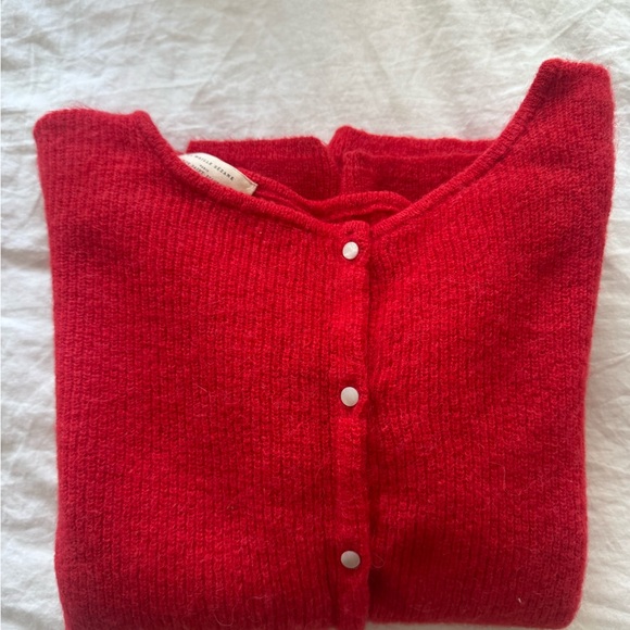 Women's Red Button-Up Sweater - Picture 2 of 5